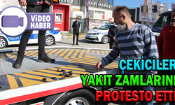 ÇEKİCİLER YAKIT ZAMLARINI PROTESTO ETTİ