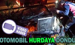 BARİYERLERE ÇARPAN OTOMOBİL HURDAYA DÖNDÜ