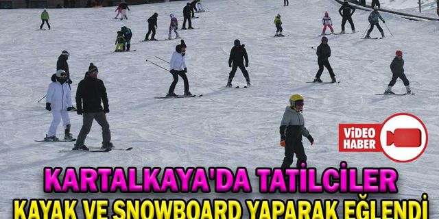 KARTALKAYA'DA TATİLCİLER KAYAK VE SNOWBOARD YAPARAK EĞLENDİ