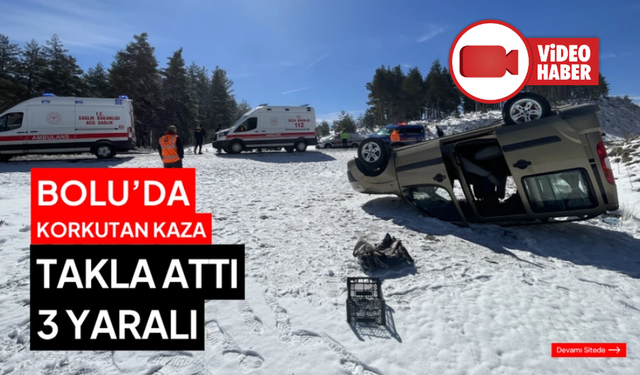 Bolu'da takla atan hafif ticari araçtaki 3 kişi yaralandı