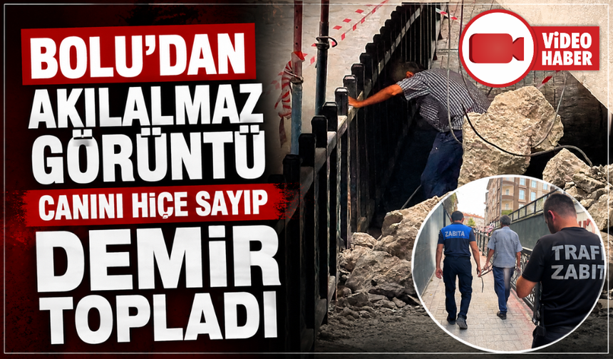 Tehlikeye aldırış etmedi: Çöken alt geçide girip testereyle demir kesti